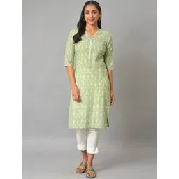 AURELIA Ethnic Printed V-Neck Straight Pure Cotton Kurta-picture-28