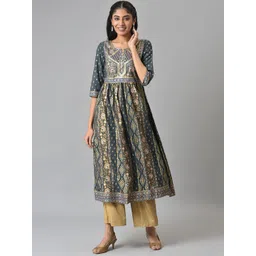 AURELIA Festive Ethnic Motifs Printed Keyhole Neck Anarkali Kurta-picture-34