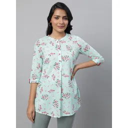 AURELIA Floral Printed Pure Cotton Pleated Kurti-picture-24