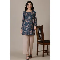 AURELIA Floral Printed Round Neck Straight Kurti-picture-13