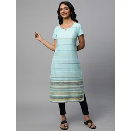 AURELIA Geometric Printed Pure Cotton Straight Kurta-picture-27