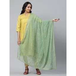 AURELIA Green & Gold-Toned Printed Dupatta With Zari-picture-27