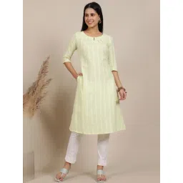 Aurelia Green Cotton Blend Stripes Kurta-picture-18