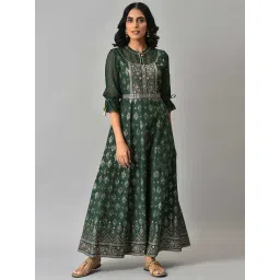 Aurelia Green Cotton Printed A Line Kurta-picture-21
