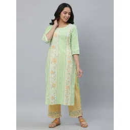 Aurelia Green Cotton Printed Straight Kurta-picture-30