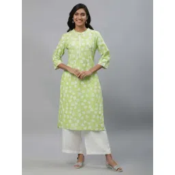 Aurelia Green Cotton Printed Straight Kurta-picture-16
