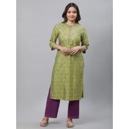 Aurelia Green Regular Fit Printed Kurta-picture-34