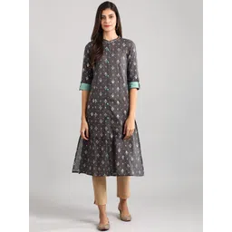 AURELIA Grey Ethnic Motifs Printed Kurta-picture-25