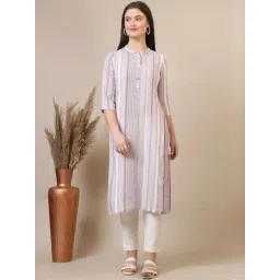 Aurelia Grey Regular Fit Striped Kurta-picture-31
