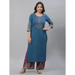 Aurelia Ink Blue Embroidered Straight Kurta-picture-19
