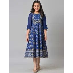 Aurelia Kids Blue Cotton Embroidered Dress-picture-22