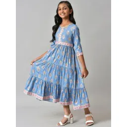 Aurelia Kids Blue Floral Print Dress-picture-24