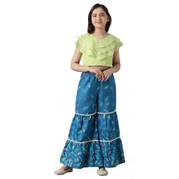 Aurelia Kids Green & Blue Embellished Top with Sharara-picture-16