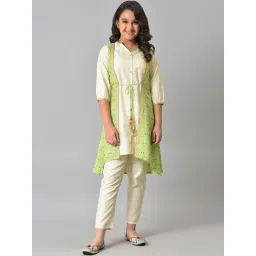 Aurelia Kids Green & Cream Printed Kurta Set-picture-25
