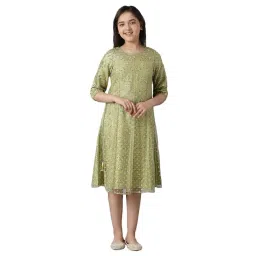 Aurelia Kids Green Floral Print Dress-picture-18