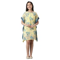 Aurelia Kids Light Yellow Floral Print Kaftan with Inner-picture-17