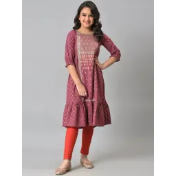 Aurelia Kids Maroon Printed Dress-picture-16