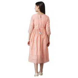 Aurelia Kids Peach Embroidered Dress image 2