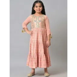 Aurelia Kids Peach Printed Dress-picture-12