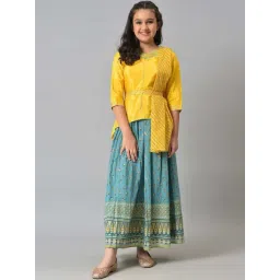 Aurelia Kids Yellow & Blue Embroidered Kurta Set-picture-41