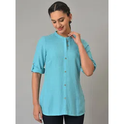 AURELIA Mandarin Collar Roll Up Sleeves Kurti-picture-19