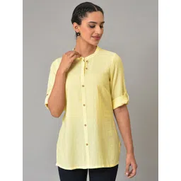 AURELIA Mandarin Collar Roll Up Sleeves Kurti-picture-27
