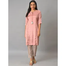 AURELIA Mandarin Collar Straight Regular Kurta-picture-24