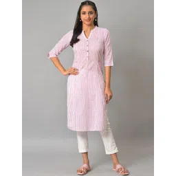 AURELIA Mandarin Collar Striped Pure Cotton Kurta image 1