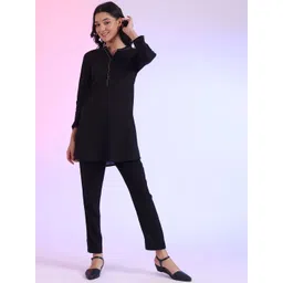 AURELIA Mandarin Collar Thread Work Pure Cotton Straight Kurti-picture-20