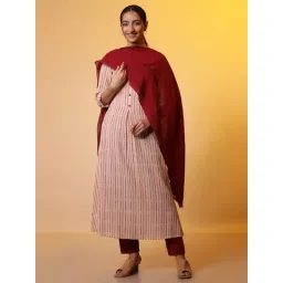 Aurelia Maroon Cotton Woven Pattern Dupatta-image-26