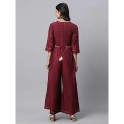 Aurelia Maroon Embroidered Jumpsuit image 2