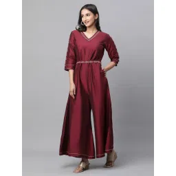 Aurelia Maroon Embroidered Jumpsuit image 3