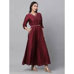 Aurelia Maroon Embroidered Jumpsuit image 4