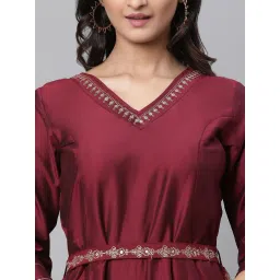 Aurelia Maroon Embroidered Jumpsuit image 5