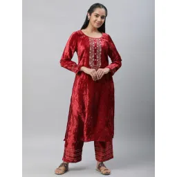 Aurelia Maroon Regular Fit Solid Kurta-picture-33