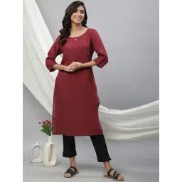Aurelia Maroon Regular Fit Solid Kurta-picture-39