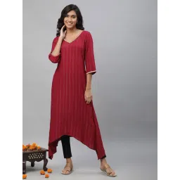 Aurelia Maroon Regular Fit Stripes Kurta-picture-41