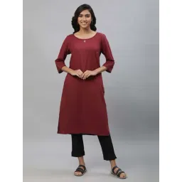 Aurelia Maroon Woven Pattern Straight Kurta-picture-37