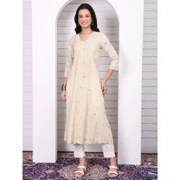 Aurelia Off White Relaxed Fit Checked Kurta-picture-26