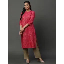 Aurelia Pink Cotton Floral Print Straight Kurta-picture-36