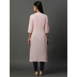 Aurelia Pink Cotton Woven Pattern Straight Kurta image 2