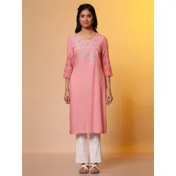 Aurelia Pink Embroidered Straight Kurta-picture-28