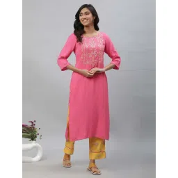 Aurelia Pink Embroidered Straight Kurta-picture-15