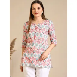 Aurelia Pink Pure Cotton Regular Fit Printed Kurtis-picture-20