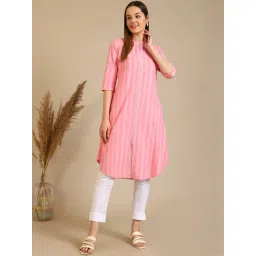 Aurelia Pink Pure Cotton Regular Fit Striped Kurta-picture-19
