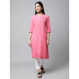 Aurelia Pink Regular Fit Solid Kurta-picture-20