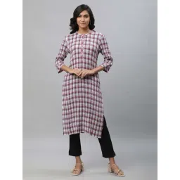 Aurelia Purple Cotton Chequered Straight Kurta-picture-42