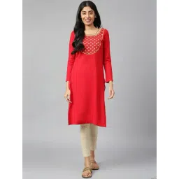 Aurelia Red Embroidered Winter Kurta-picture-17