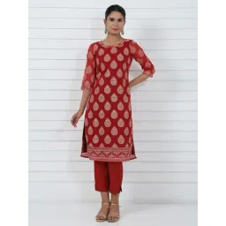 Aurelia Red Regular Fit Printed Kurta-picture-43