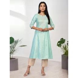 Aurelia Sea Green Cotton Embroidered Kurti-picture-13